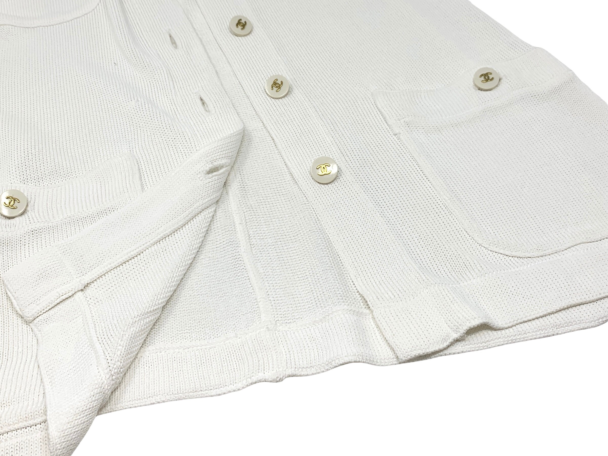 CHANEL Vintage Coco Mark Logo Cardigan Tops Dzianina Guziki