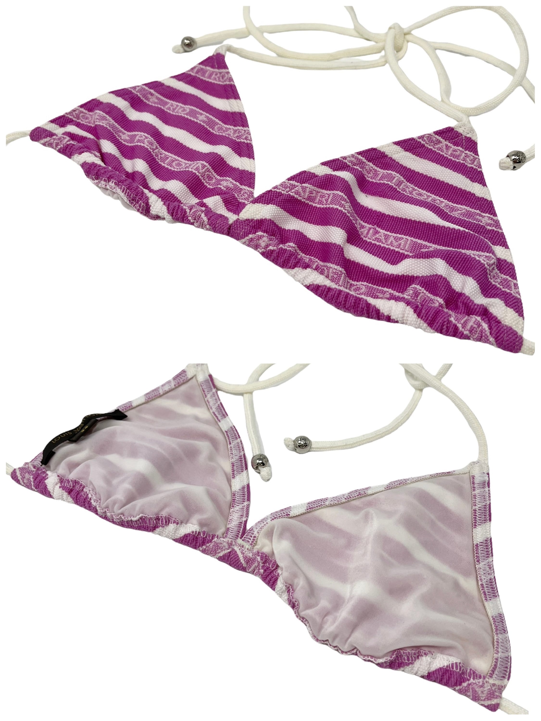 LOUIS VUITTON Vintage Logo Swimwear Stripe Bikini Set 34 