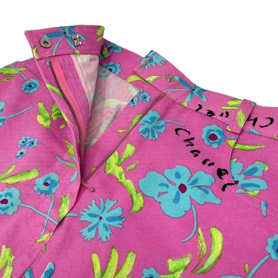 Buy CHANEL Vintage E97 CC Logo Mini Skirt 38 Flower Pink Blue 