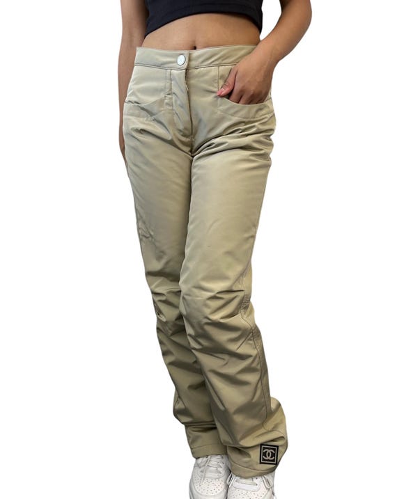 Buy CHANEL Sport Vintage 02A CC Logo Pants 36 Snap Zip Beige Nylon Rank AB Online in India Etsy