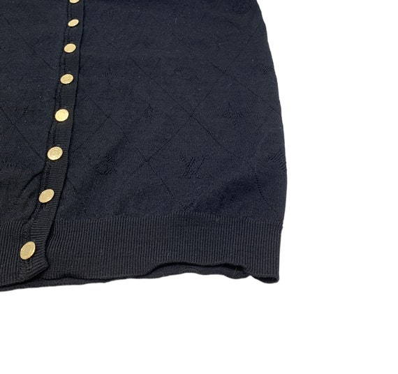 LOUIS VUITTON Vintage Monogram Knit Cardigan S Top Button 
