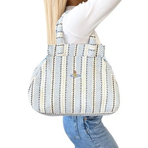 Vivienne Westwood Vintage Orb Logo Stripe Tote Bag Handbag Terry 