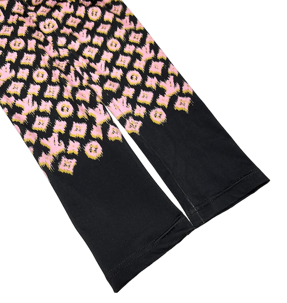 LuxuryFashionSparkJP Louis Vuitton Vintage Monogram Logo Leggings Pants #36 Nylon Black Pink RankAB+