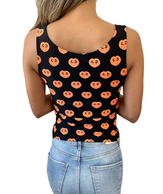 Christian Dior Vintage 2002 Logo Cropped Tank Top #38 Heart Black