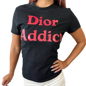 Christian Dior Vintage Dior Addict Big Logo T-shirt #38 Black 