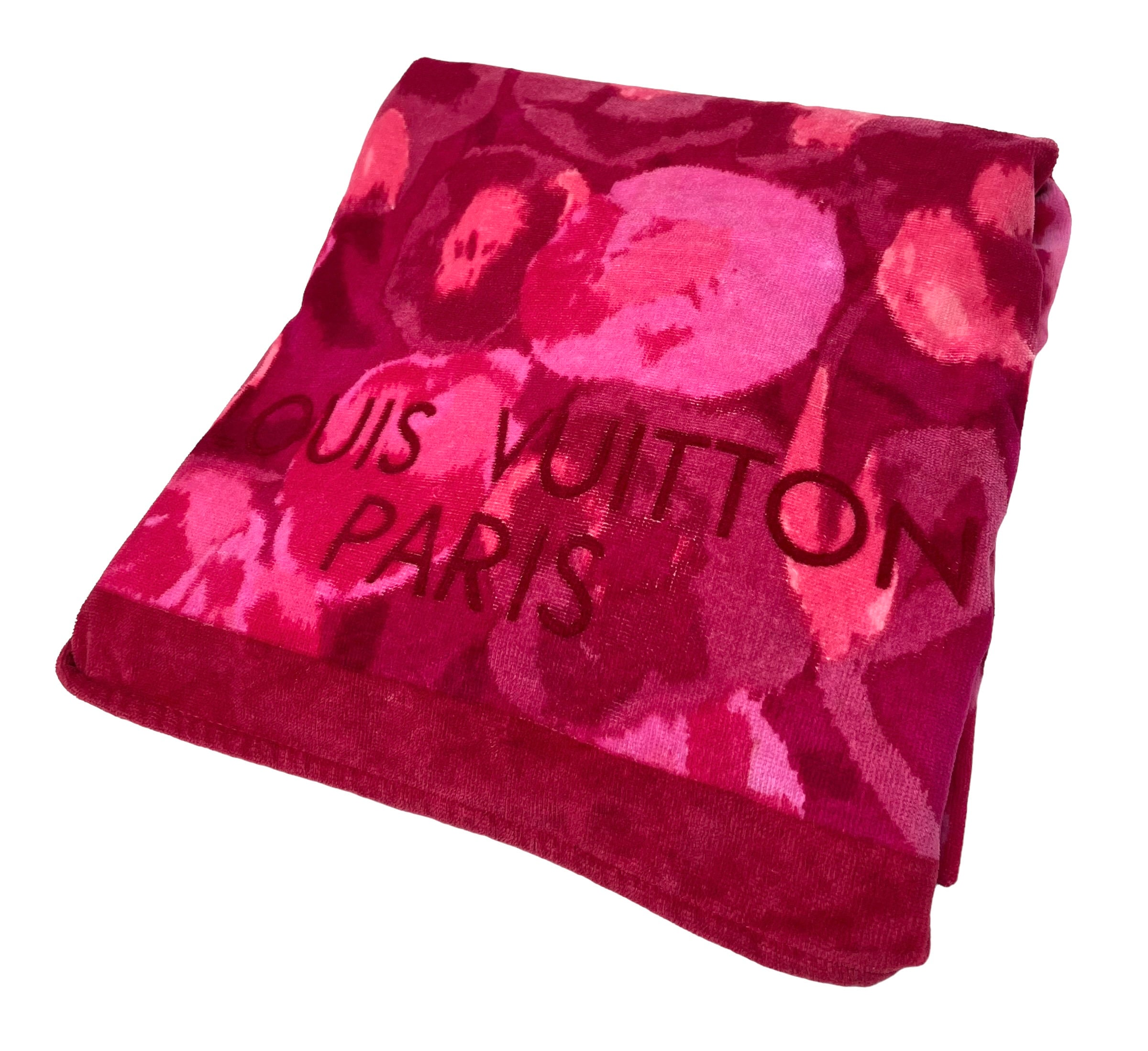 LOUIS VUITTON Vintage Logo Toalla de playa Terrycloth Pink Red