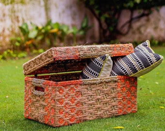 Jute and upcycled plastic handwoven Trunk