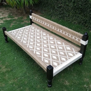 Ecofriendly Handwoven Indian Style Bed Traditional Indian Art Charpoy Bed Modern Charpai Furniture Rustic Charpoy Unique Bed