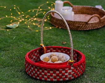 Red-Gold Basket handmade basket from India