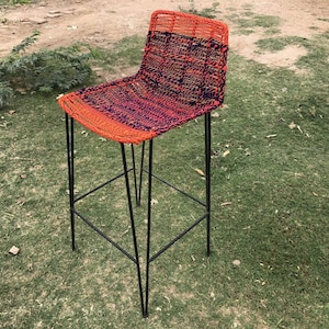 Hand Woven Bar Chair Bar Stool Handwoven Handmade Chair Unique Chair For Garden Designer Chair Long Chair Colorful Chair Garden Unique Chair