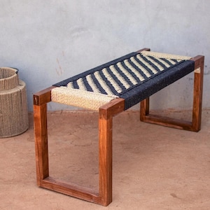 Antique Indian Table Cotton Wooden Bench Handwoven Bench Bench For Decoration Wooden Bench For Lawn Garden Bench