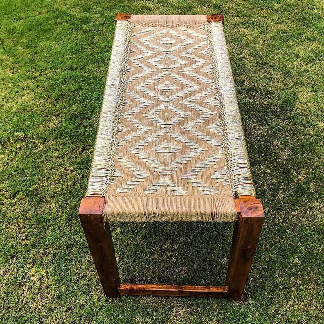 Indian Bench Handwoven Indian Style Bench Rustic Storage Bench Entryway Bench Wooden ...