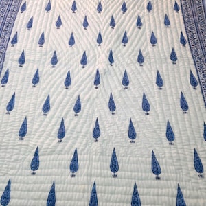 Handmade Cotton Block Print Quilt Reversible Lightweight Comforter indian Bedding Throw Blanket Queen Size Comforter Lightweight Bedspread