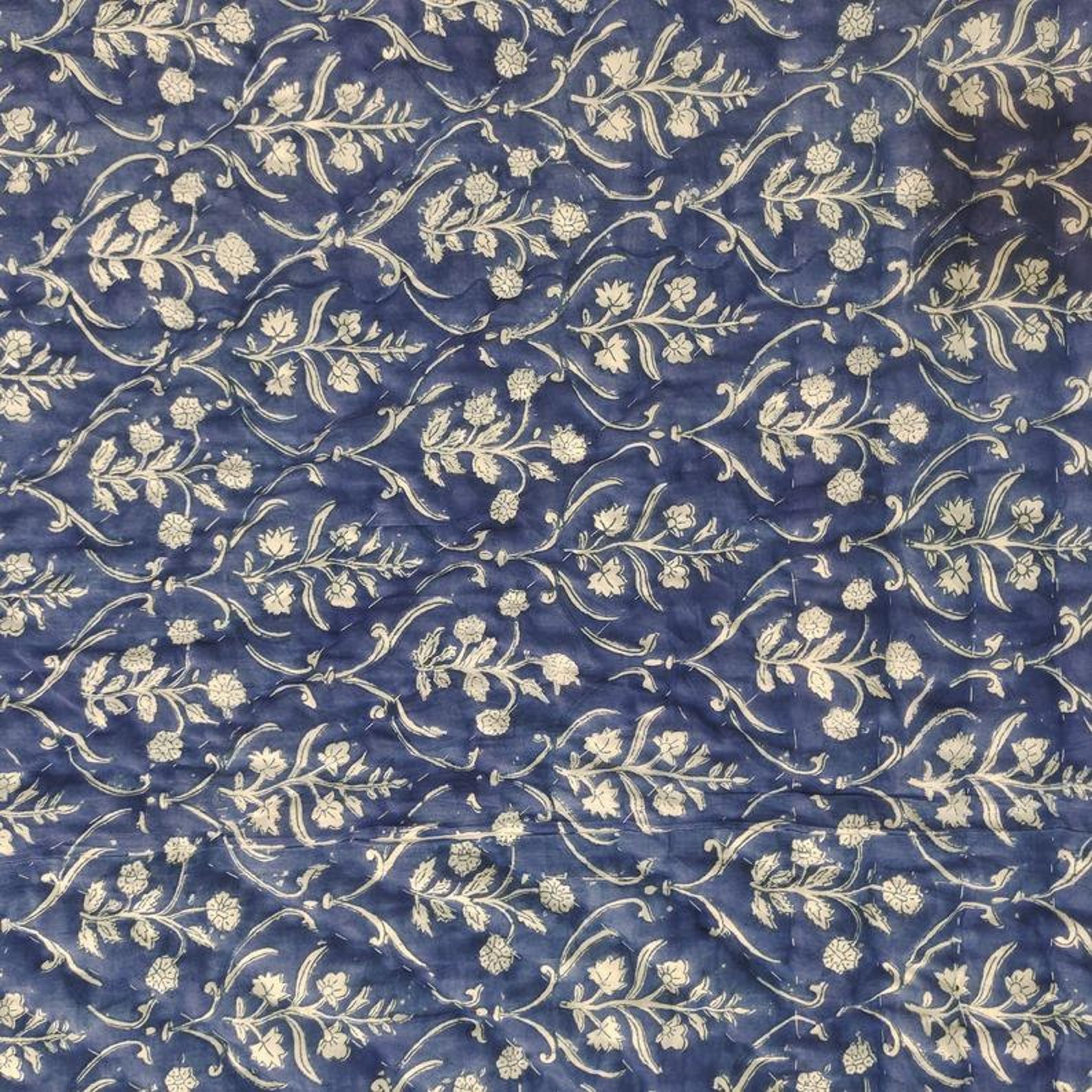 Blue floral quilt handmade soft quilt Etsy