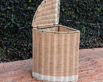 Handgemaakte hoekmand Premium kwaliteit mand Volledig handgeweven unieke handgeweven mand Gouden ronde mand Unieke decoratiemand