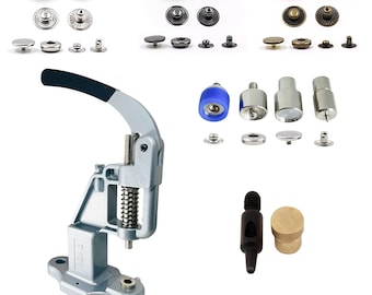 HOBBY TRENDY Presse manuelle avec 15 mm (ln24) 300 jeux de boutons-pression à ressort en acier inoxydable avec matrices et perforatrice