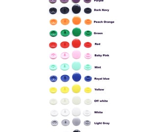 Hobby Trendy 100-pack glanzende T3 T5 en T8 Kam plastic drukknopen in 14 verschillende kleuren