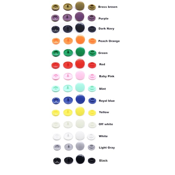 Hobby Trendy 100 Pack Glossy T3 T5 and T8 Kam Plastic Snaps in 14 Different Colors