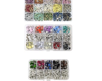 Multi-Color 9.5 mm Prong Snaps Your Choice of Pearl-Capped (100Sets), Capped(150Sets), or Open Ring (300Sets)  Prong Snaps Buttons