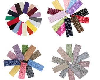 10Yards Solid Patterned Plaid Polka dot  Bias Binding Tape (Single Fold) 20mm-13/16inch  10 Yards  DIY Garment Accessories 51 colors