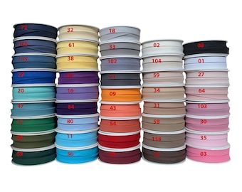 Biais 100 % coton - Double pli 10 mm (3/8") pour couture, quilting, ourlets et passepoils - 5 mètres (5,46 yards)