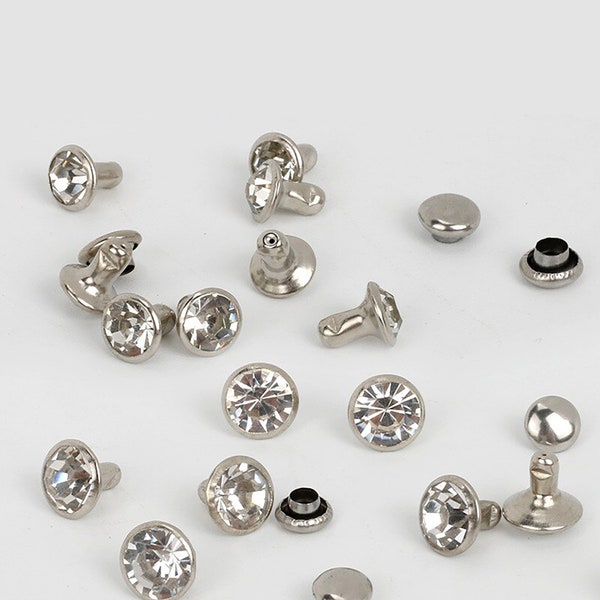 Crystal Rhinestone Rivets 9mm 7mm Double Cappped 9.5mm and 7.5mm Single Capped Rhinestone Rivets