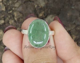 Green Aventurine Ring, 925 Sterling Silver Ring, Boho Ring, Statement Ring, Best Couple Gift Jewelry, Women Ring, Propose Ring, Gift For Her