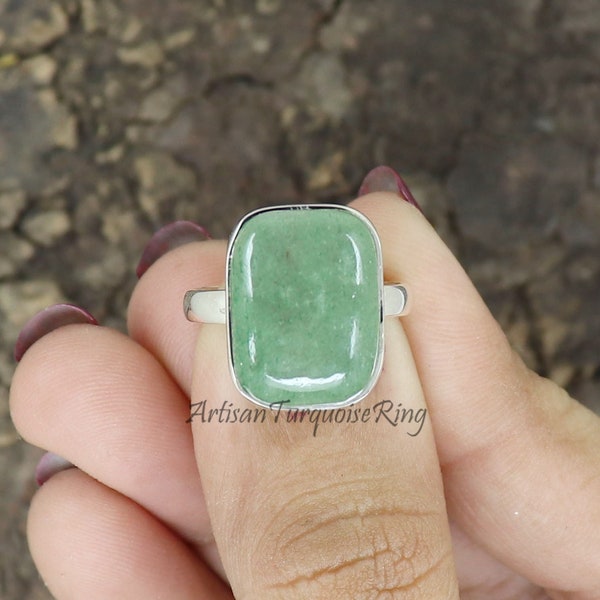 Green Aventurine Ring, 925 Sterling Silver Ring, Boho Statement Ring, Women Aventurine Silver Ring, Healing Power Stone Ring, Gift For Her