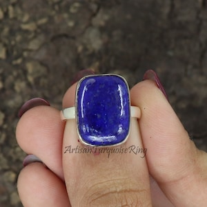 Natural Lapis Lazuli Ring, 925 Sterling Silver Ring, Lapis Ring, Statement Ring, Women Lapis Lazuli Silver Ring, Bohemian Ring, Gift For Her