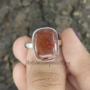 Natural Red Jasper Ring, 925 Silver Ring, Jasper Ring, Statement Ring, Women Red Jasper Silver Ring, Bohemian Ring, Gift For Her