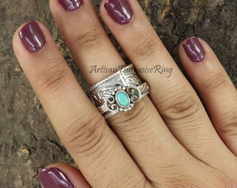 Turquoise Ring, Sterling Silver Ring, Anxiety Ring, Spinner Ring, Fidget Ring, Unisex Ring, Meditation Ring, Healing Stone Ring,Gift For Her