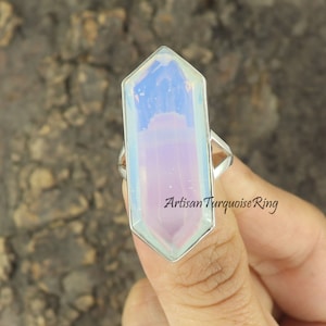 Opalite Ring, 925 Silver Ring, Women Ring, Large Gemstone Ring, Healing Crystal Ring, Statement Ring, October Birthstone Ring, Gift For Her