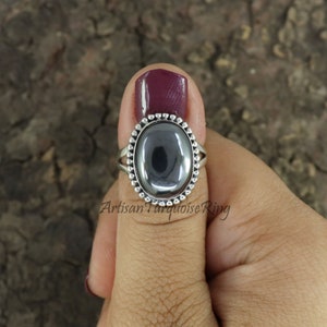 Handgemachter Hämatit 925 Sterling Silber Ring