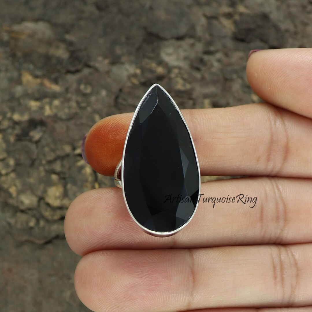 Black Onyx Rings Sterling Silver for Women