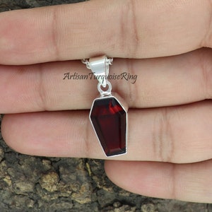 Pendentif cercueil grenat, pendentif en argent 925, pendentif usage quotidien, pendentif cercueil, pendentif en cristal de guérison, pendentif cadeau pour femme, cadeau pour elle