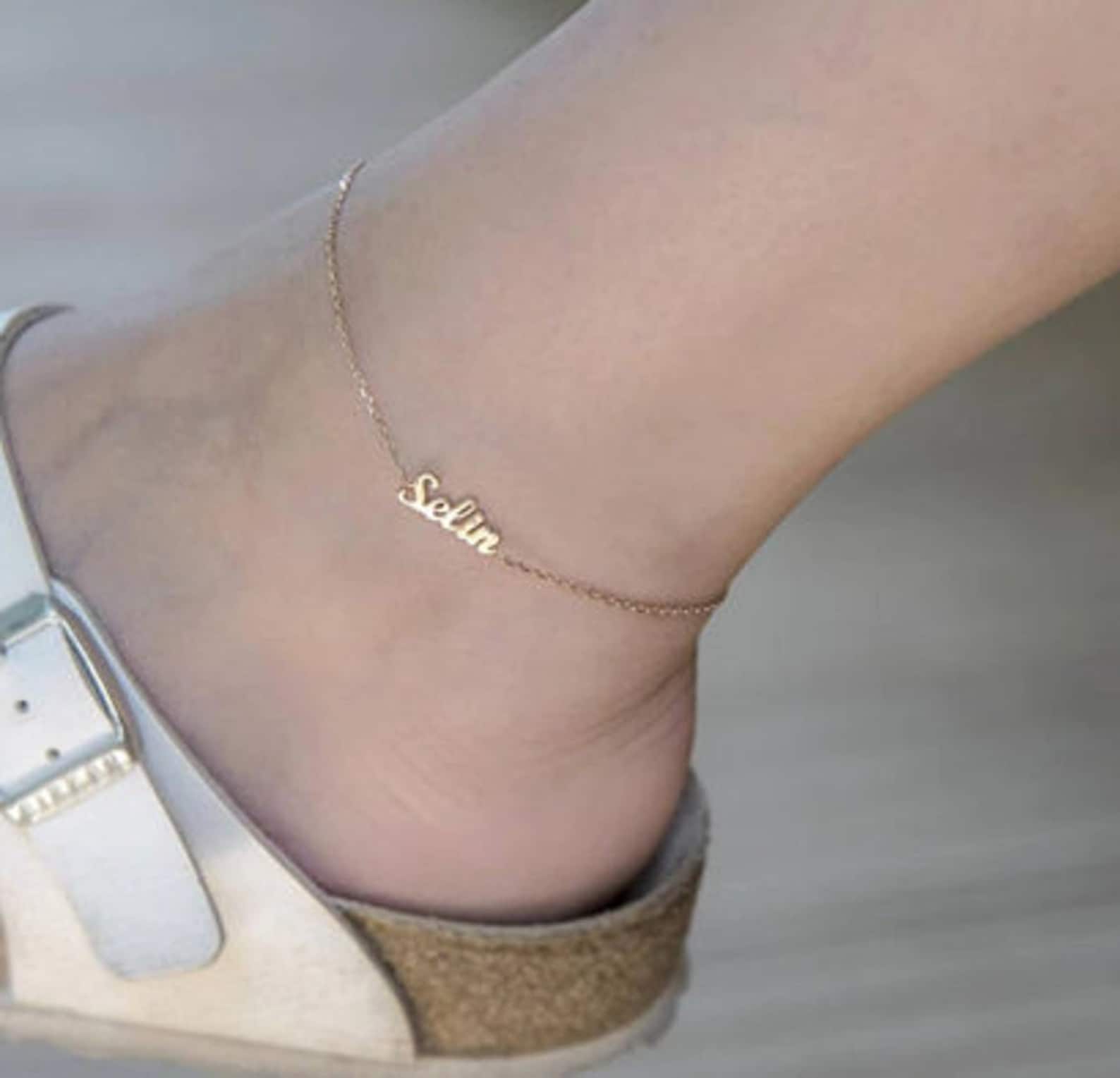 Custom Name Anklet Initial Anklet Customized Women Anklet Etsy