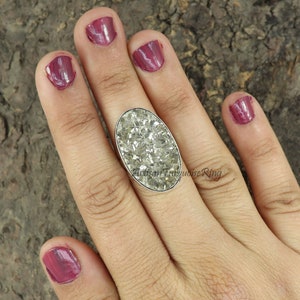 Raw Pyrite Ring, 925 Sterling Silver Ring, Rough Stone Ring, Boho Ring, Healing Stone Ring, Large Stone Ring, Cocktail Ring, Gift For Her