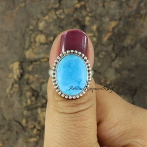 Blue Turquoise Ring, 925 Sterling Silver Ring, Turquoise Ring, Statement Ring, Minimalist Ring, Anniversary Gift Ring, Gift For Her