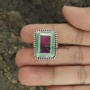 Angle Aura Quartz Ring, 925 Silver Ring, Women Ring, Healing Stone Ring, Handcrafted Ring, Rectangle Stone Ring, Everyday Ring, Gift For Her