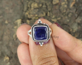 Raw Blue Sapphire Ring, 925 Silver Ring, Healing Crystal Ring, Ring For Women, Raw Sapphire Ring, Statement Ring, Promise Ring, Gift For Her