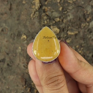 Natural Yellow Jade Ring, 925 Silver Ring, Ring for Girls, Large Gemstone Ring , Boho Ring, Statement Ring, Ring For Women, Gift For Her