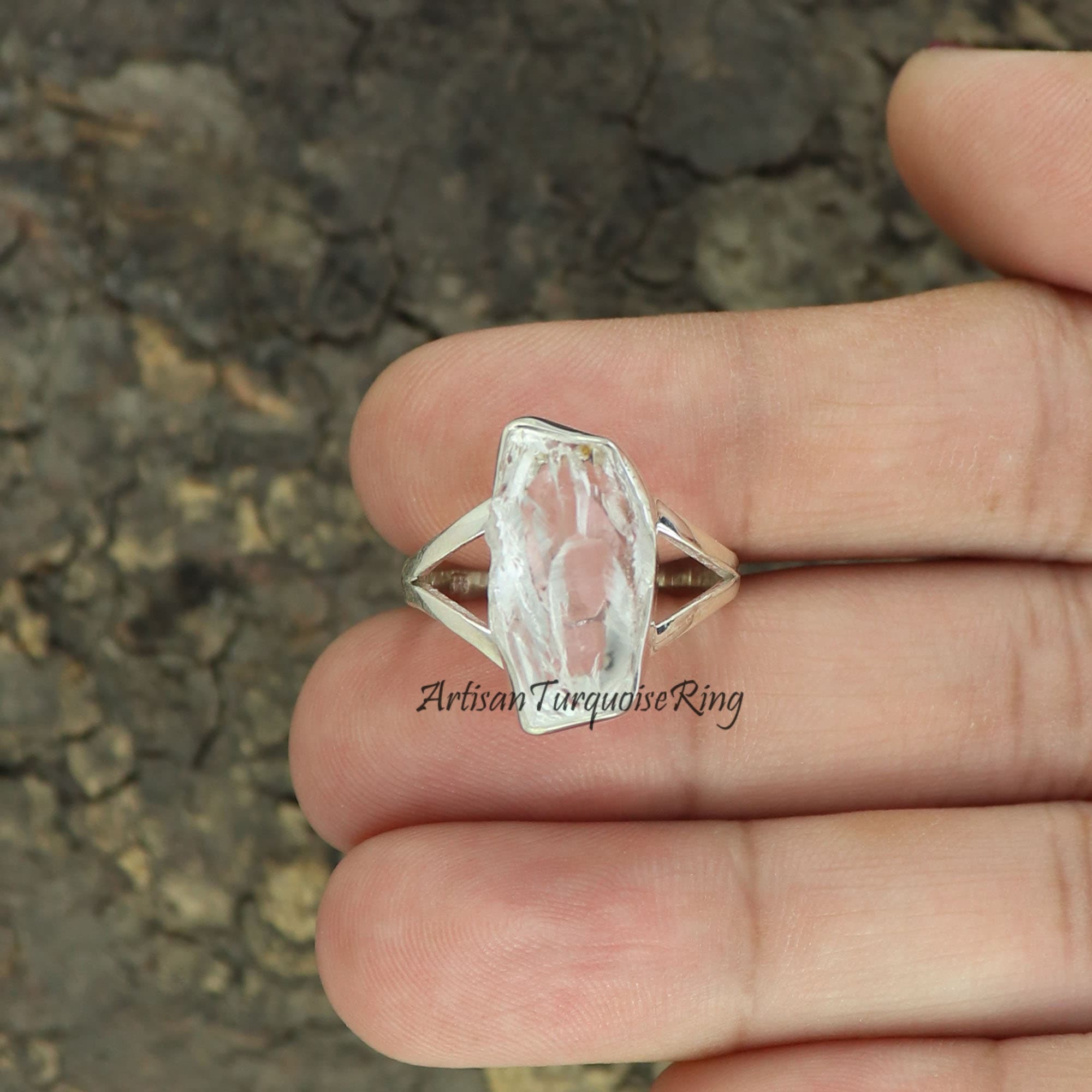 Bague Plaqué Or Avec Pierre Centrale Transparente - Taille 54 - Occasion