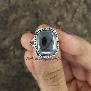 Hematite Ring, 925 Sterling Silver Ring, Energy Stone Ring, Statement Ring, Gift For Women, Bohemian Ring, Middle Finger Ring, Gift For Her