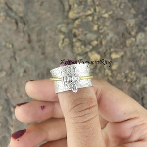 Anillo giratorio de mariposa, anillo de plata esterlina, anillo chapado en oro, anillo de ansiedad, anillo con diseño de mariposa, anillo hecho a mano, anillo de meditación,