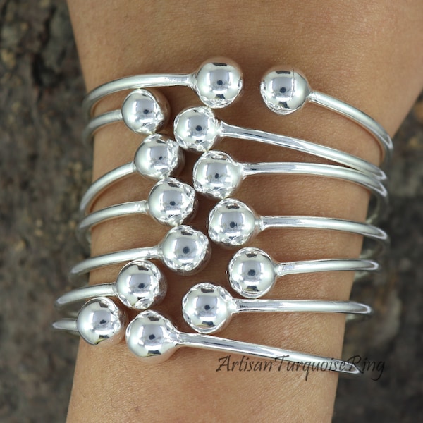 Thick Sterling Silver Bangles: West Indian Boho Set of 7