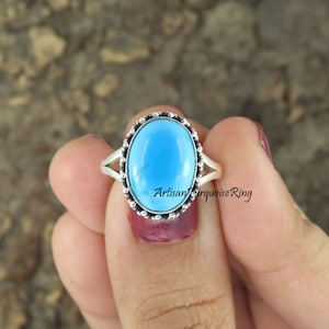 Handmade Arizona Turquoise Ring: Sterling Silver Statement Ring