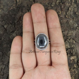 Natural Hematite Ring, 925 Sterling Silver Ring, Ring For Women, Power Stone Ring, Gunmetal Ring, Unisex Ring, Handmade Ring, Gift For Her