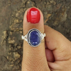 Raw Blue Sapphire Ring, 925 Silver Ring, Ring for Women, Healing Gemstone Ring, Handcrafted Ring, Rough Gemstone Ring,  Ring, Gift For Her