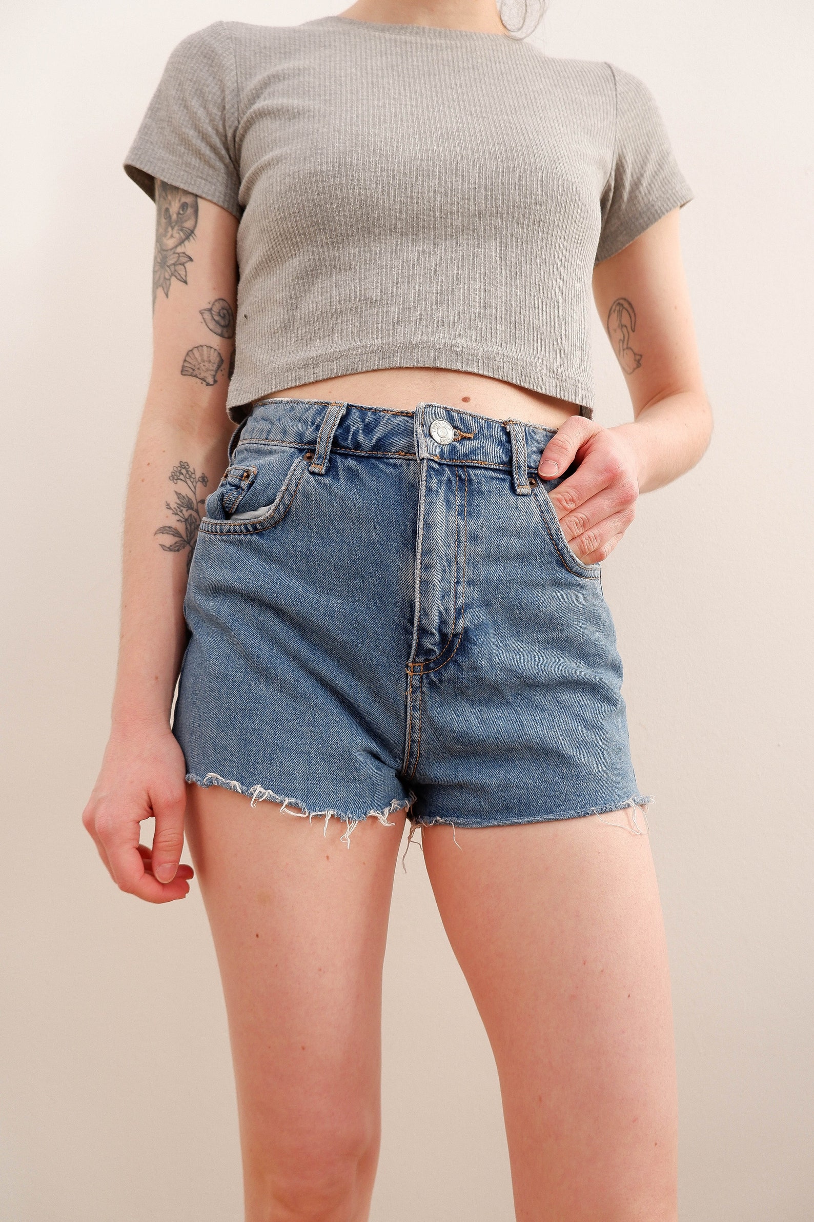 Blue High Waist Jean Short Shorts | Etsy