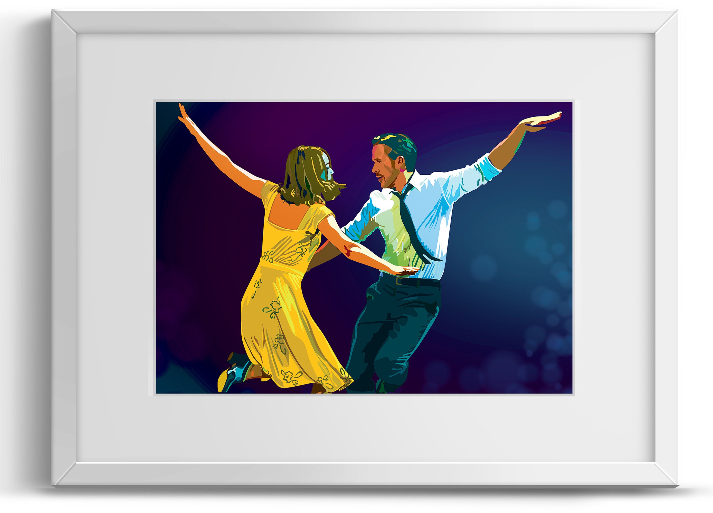 Dance couple wall art illustration bright colors A2 A3 A4 Etsy